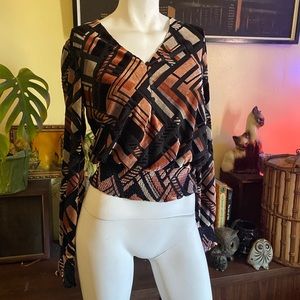 Ladies White House Black Market out of stock velvet geo burnout blouse goth boho